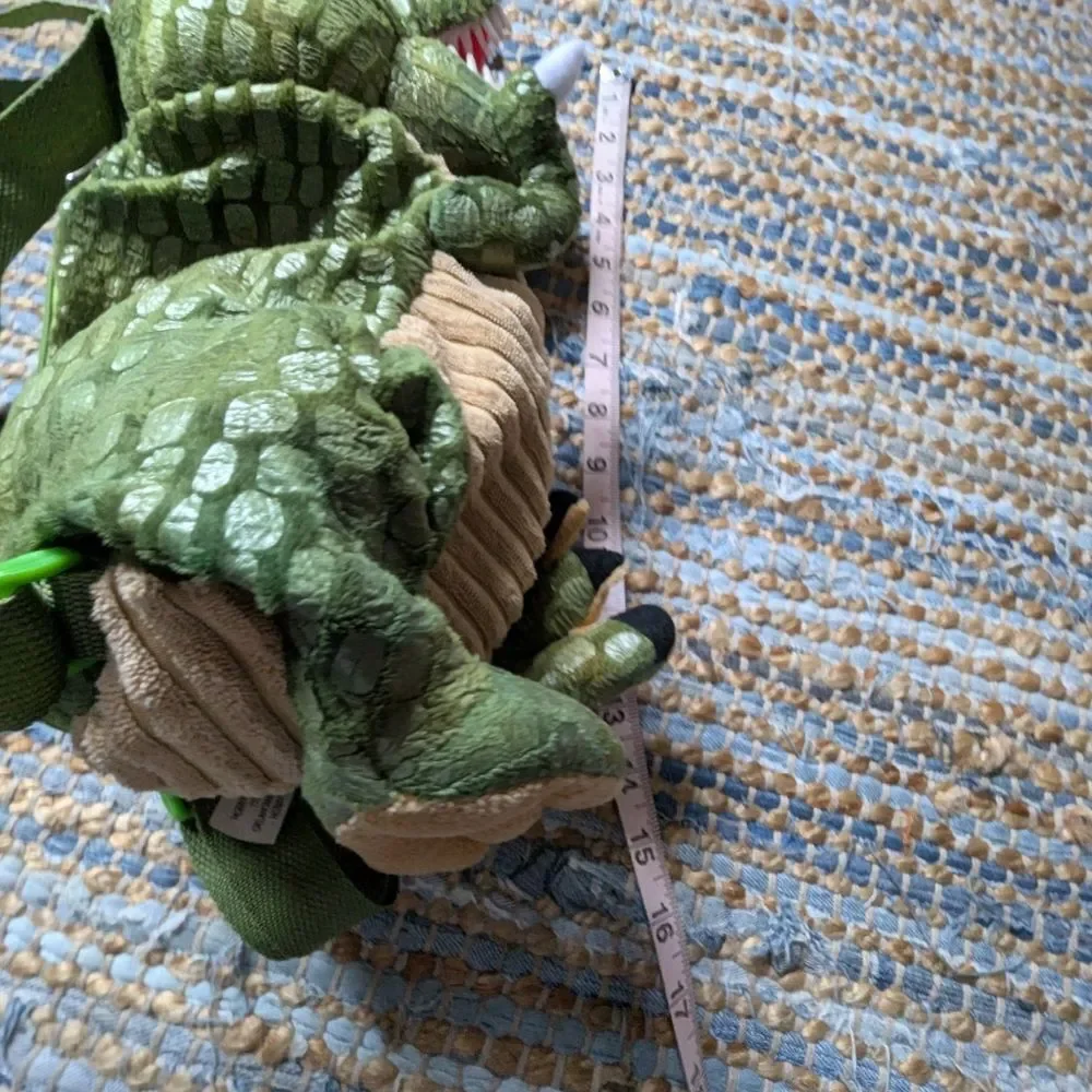 Dinosaur Plush Backpack Green Kids Toddler Novelty Zip Bag School Play Utility C